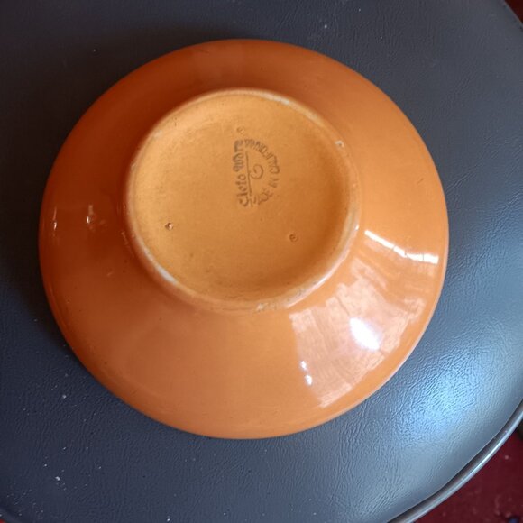 Vintage Cielo Ware Orange Ceramic Cereal Bowl Made In California 6" - Picture 9 of 13
